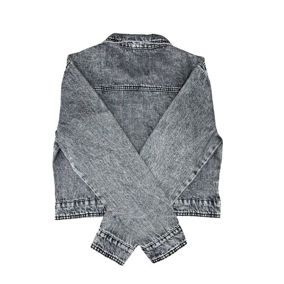 Rebecca Minkoff Womens Cropped Black Denim Jacket W/ Button Front Size Medium - Picture 13 of 14